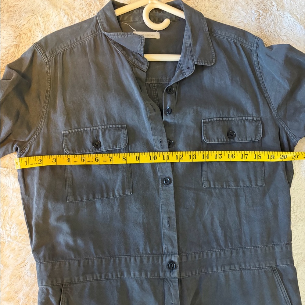 Outerknown S.E.A Short-Sleeve Button-Front Jumpsuit in Charcoal Gray - Picture 3 of 7